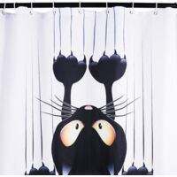 Rideau De Douche Chat Et Souris - Motif Cartoon - 175x180 Cm - Polyester