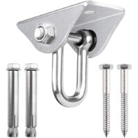 Kit Fixation Hamac Plafond/mur | Crochet Acier Inox, Capacité 500 Kg | 2 Supports + Mousquetons + Chevilles Béton