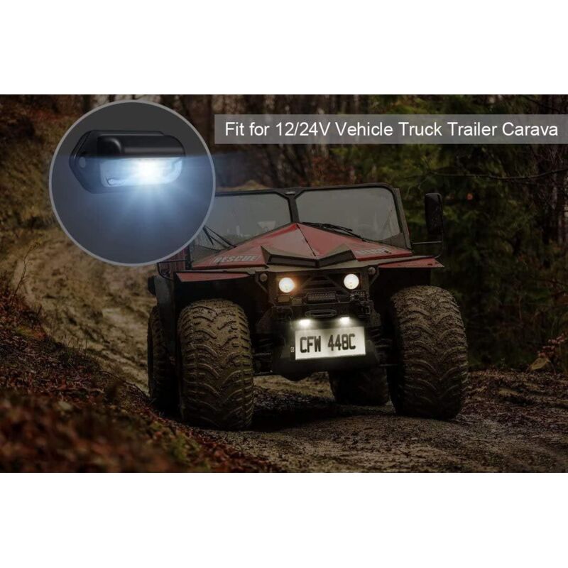 Kit 2 Feux LED Pour Plaque D’immatriculation – Éclairage étanche 12V/24V Voiture, Camion, Moto, Caravane