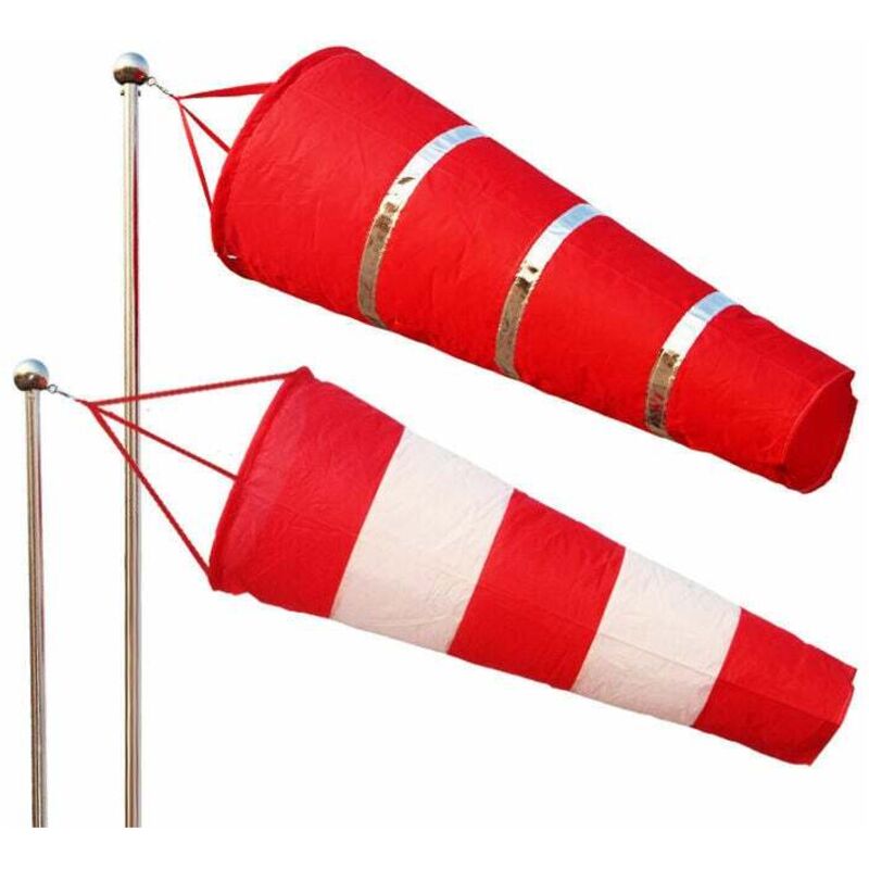 Manche à Air Extérieur Rouge Et Blanc - 150 Cm - Indicateur Vent Pour Jardin