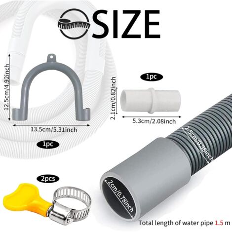 Rallonge Tuyau De Vidange 2 M – Adaptateur + Support + Colliers Pour Lave-linge / Lave-vaisselle