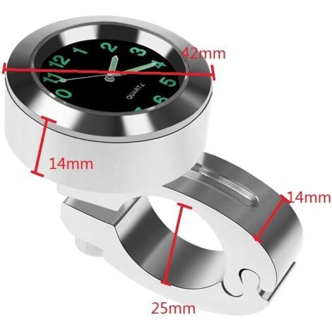 Horloge De Vélo/voiture – Thermomètre Intégré, Guidon 22-25,4 Mm, Cadran Fluorescent, Aluminium - 7
