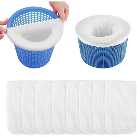 Lot de 10 Chaussettes pour Skimmer de Piscine, Chaussettes filtrantes, paniers et Skimmer, Filet de Filtre pour enlever Les scories, Les Feuilles, la Mousse, Le Pollen, Les Insectes, Les
