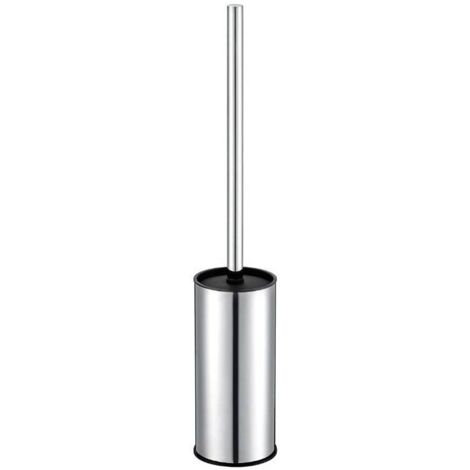Porte-Brosse WC en Acier Inoxydable Chromé Rond sur Pied pour Salle de Bain (chromé) (1/5)