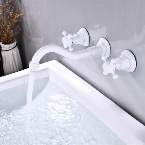 Robinet mitigeur d'eau chaude et froide en laiton pour lavabo de salle de bain mural (1/5)