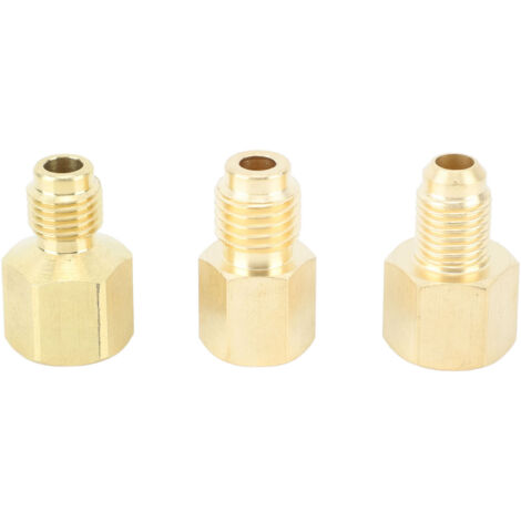 TOPINCN 3 Pièces Adaptateur De Climatiseur, Adaptateur De Réservoir De Réfrigérant En Laiton Adaptateur De Pompe à Vide Raccord De Réfrigération Portable Outil De