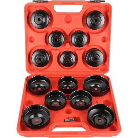 Ouvre-Filtre à Huile 66490 - Outil Coupe Filtre Jusqu'à 14cm - Alliage Aluminium Rouge - Pour Démontage & Diagnostic Moteur