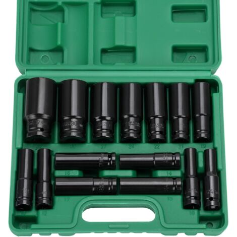 Jeu De 16 Douilles à Choc 1/2'' - 10 à 32mm, Acier Chrome Vanadium - Pour Voiture Et Mécanique