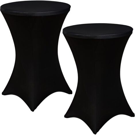 Lot de 2 nappes extensibles en élasthanne pour cocktail, mariage, fête (noir, 61 x 109 cm)