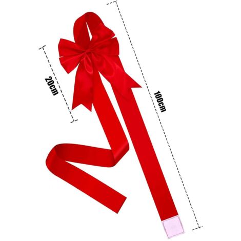 Grand Nœud Décoratif De Noël Rouge - 40x50 Cm - Pour Porte, Armoire, Fenêtre - Décoration Festive En Tissu
