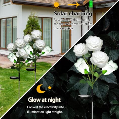 XVZ Lumière Solaire Extérieur Jardin, Lampes LED Rose solaires avec plus grande fleur et large panneau solaire, étanche Deco Jardin Exterieur pour jardin, pelouse, terrasse, chemin (bleu