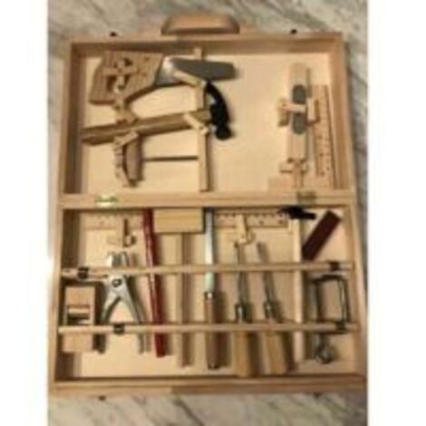 Boîte en bois pour outils de menuiserie. Dessiné à la main . Boîte à