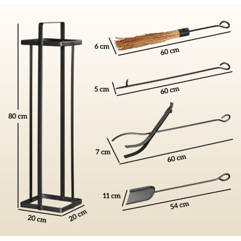 Ensemble d'outils de cheminée et un seau à charbon du 19ème siècle En