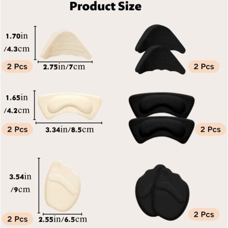 3 Paires Semelles Intérieures Talons Hauts - Coussinets Antidérapants Adhésifs 20,5x7x0,35cm (Transparent, Noir, Beige)