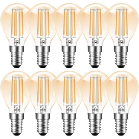 E14 ampoule LED dimmable,E14 4W G45 P45 Ampoule Edison vintage,2700K Blanc Chaud,350lm,Ampoule à filament LED E14,Remplacement de l’Ampoule à Incandescence 35W,Dimmable,Ambre,10 Unité