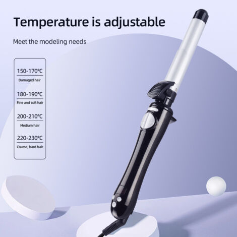Fer à friser rotatif, fer à friser automatique, fer à friser professionnel avec long baril, 13 niveaux de température réglable, chauffage instantané en 30 secondes, arrêt automatique en 1 heure, anti- (1/5)