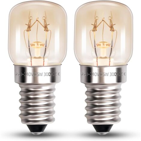 Ampoule de Four T22 E14 25W Blanc Chaud 2700k, AC 220-240V, jusqu'à 300°C, Lampe Four 25W Petit Culot, Ampoule pour Four Micro-Ondes, Lampe à Sel, Dimmable, lot de 2 (1/5)