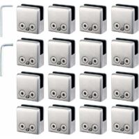 16 PCS Pince Verre 8-10mm en Acier Inoxydable 304 Réglable Angulairement Fixation Miroir Mural, pour Garde-Corps d'Escalier Clôture de Piscine-RAPANDA