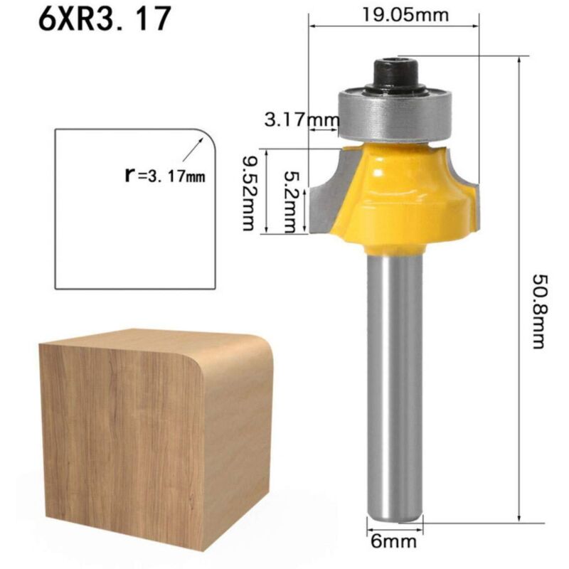 Fraise à Défoncer Ronde 6 Mm - Pour Arrondir Les Bords Sur Bois, Contreplaqué, MDF, Compatible Défonceuse Portative