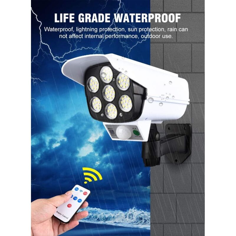 Retoo Lampe Solaire Exterieur Detecteur De Mouvement, IP67 Étanche, 100 LED, Etanche Lampe Solaire Pour Jardin, Garage, Patio, Pour Porte D'entrée, Eclairage Exterieur Blanc Froid, Noir