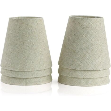 Lot de 6 abat-jours en tissu beige – Compatible lustres E14/E27 – Taille 90 x 140 x 130 mm – Diffusion lumière douce