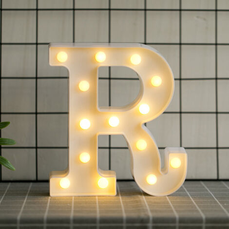Lettres de l’alphabet à LED avec lumière blanche chaude pour décoration d’intérieur, fête, bar, mariage ou festival(R),AAFGVC