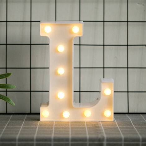 Lettres de l’alphabet à LED avec lumière blanche chaude pour décoration d’intérieur, fête, bar, mariage ou festival（L）,AAFGVC