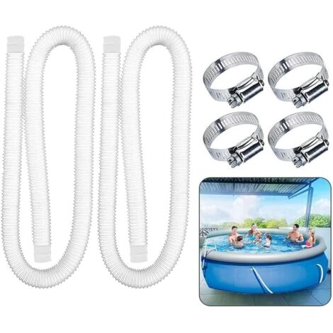 Lot de 2 tuyaux de rechange pour pompe de piscine – 1,5 m – 32 mm – Avec 4 colliers de serrage en métal – Pour piscines hors sol et spas – Denuotop (1/5)