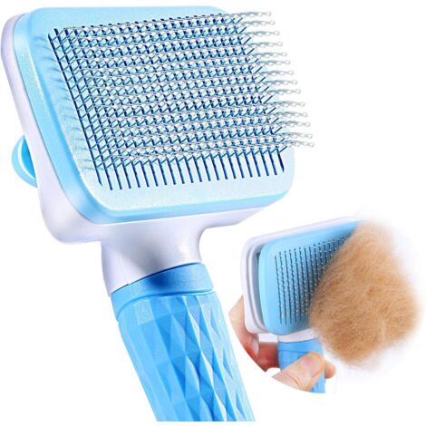 Lot De 2 Brosses Autonettoyantes Pour Chien Et Chat - Avec Bouton De Nettoyage, Pour Poils Longs Et Courts