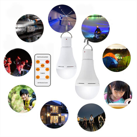 Ampoule LED rechargeable avec télécommande, trois températures de