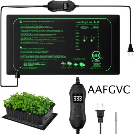 Aafgvc – Tapis chauffant pour semis avec thermostat NTC – Étanche IPX4 – 50 Watts – Plage de température 20-30℃ – Pour germination et chauffage terrarium - 25cm52