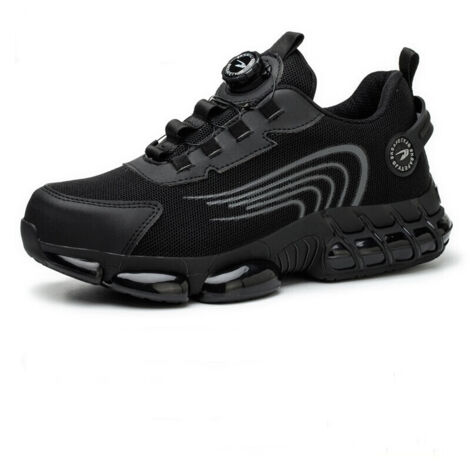 Chaussures de sécurité de travail – Conception à bouton rotatif, construction anti-écrasement et anti-crevaison, baskets légères et respirantes, bottes pour homme et femme, 45 (1/5)