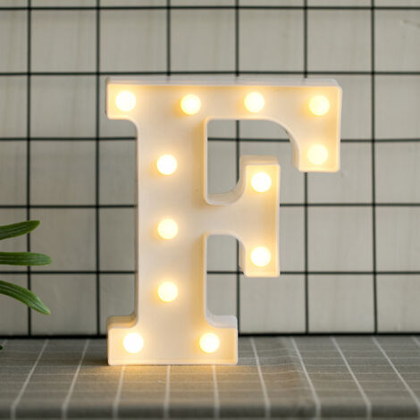 Lettres de l’alphabet à LED avec lumière blanche chaude pour décoration d’intérieur, fête, bar, mariage ou festival（F）,AAFGVC