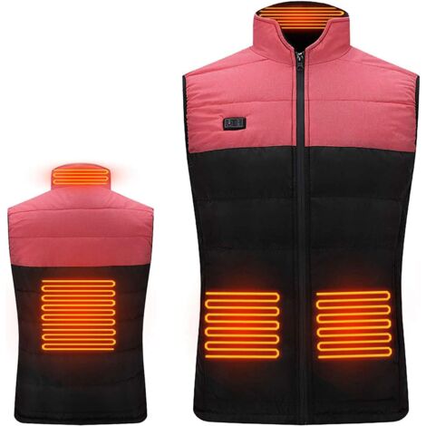 Vêtements de travail-Veste Chauffante Pour Homme Femme avec 4 Zones de Chaleur et 77 Réglages de Chaleur Veste Chauffante Électrique avec Chargeur USB ,lavable en machine.Black M