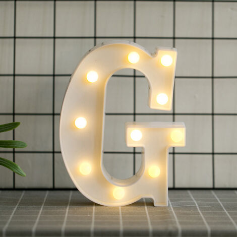 Lettres de l’alphabet à LED avec lumière blanche chaude pour décoration d’intérieur, fête, bar, mariage ou festival(G),AAFGVC