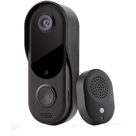Sonnette sans Fil avec Caméra,1080P WiFi Sonnette Étanche, Batterie Visiophone sans Fil avec Carillon, Audio Bidirectionnel, Vision Nocturne Infrarouge, Détection Humaine PIR (1/5)