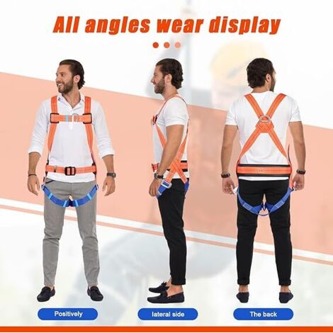 Harnais De Sécurité Anti-chute 5 Points - Ceinture Corps Entier, Réglable, Avec Corde Et Mousquetons