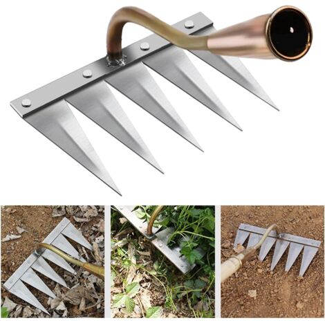 Râteau De Jardin Déchaumeur En Acier Au Carbone - Dents Tranchantes Pour Désherbage Et Aération Du Sol