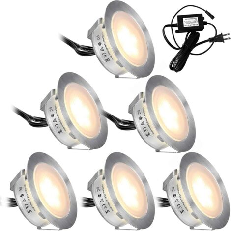Lot de 6 spots encastrables LED extérieur étanches IP67 – 800 lm – 12V CC – Acier inoxydable – Pour éclairage terrasse et jardin – Denuotop