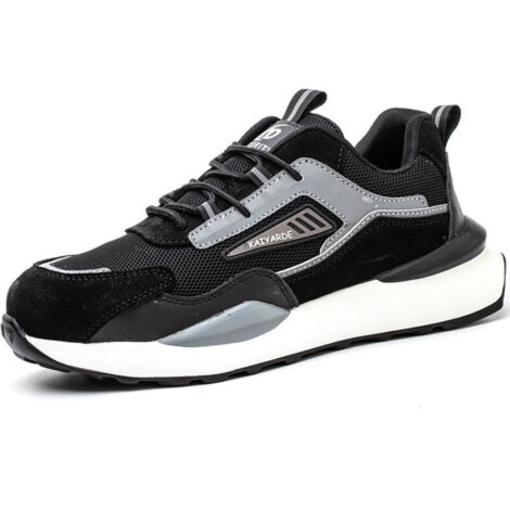 Chaussures de travail pour hommes et femmes, chaussures de protection du travail sur les chantiers de construction, chaussures à bout en acier, respirantes et confortables, légères et douces-36,noir