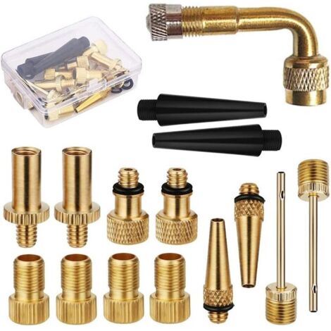 QeeFop Embout Pompe Velo, Lot de 12 Adaptateur de Pompe à Vélo Adaptateur de Valve de Vélo DV AV