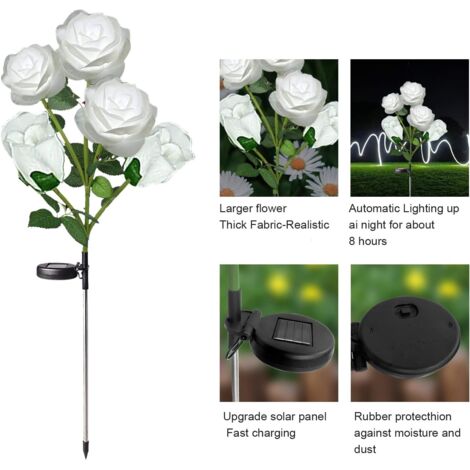 Lampe Solaire Exterieur Jardin, Solaire Lampes de jardin solaires avec 8 plus grandes fleurs