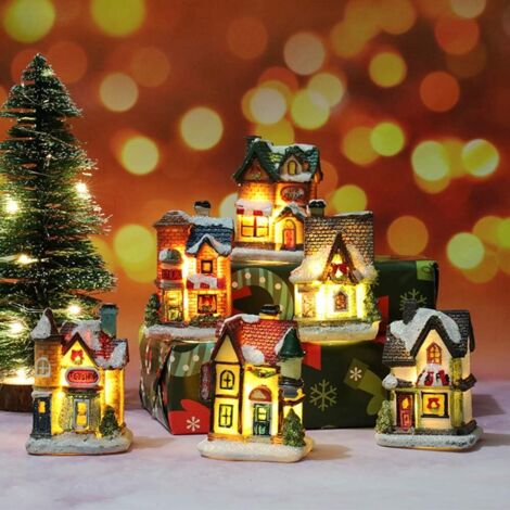 Ancien Village De Noël En Bois – Bâtiments Avec Toits Amovibles