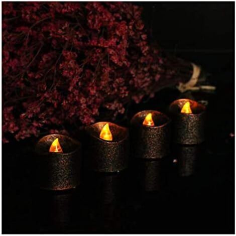 Lot De 12 Bougies Électriques Chauffe-Plat LED - Noires, Effet Flamme Clignotante, Forme Larme - Déco Halloween & Noël