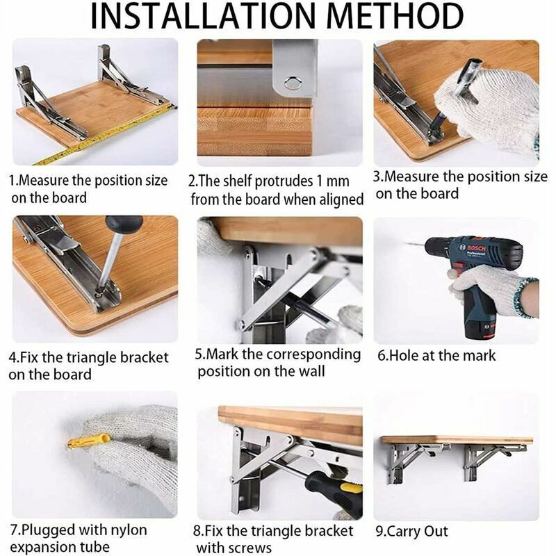 Lot De 2 équerres D'étagères Pliables - 350 Mm - Charge Lourde