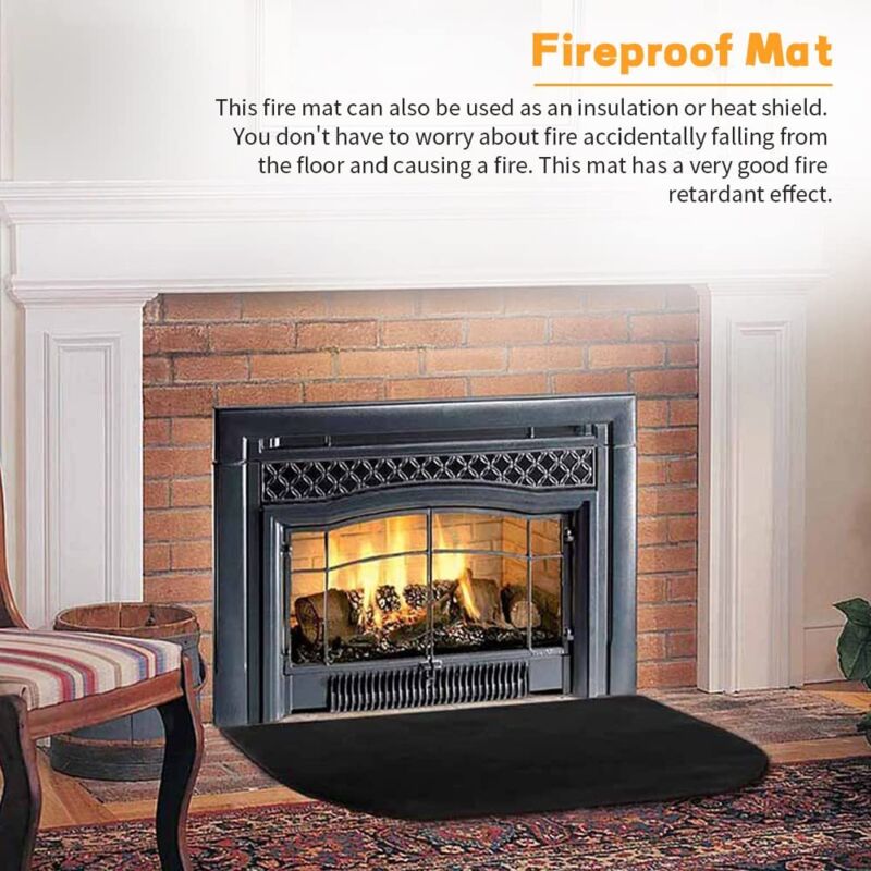 FIREWESS Tapis De Cheminée Ignifugé, Tapis De Protection Des Poêles, Anti Feu Cheminée, à La Chaleur, Antiadhésif, Pour Barbecues, Patios (Noir, 120 X 70 Cm