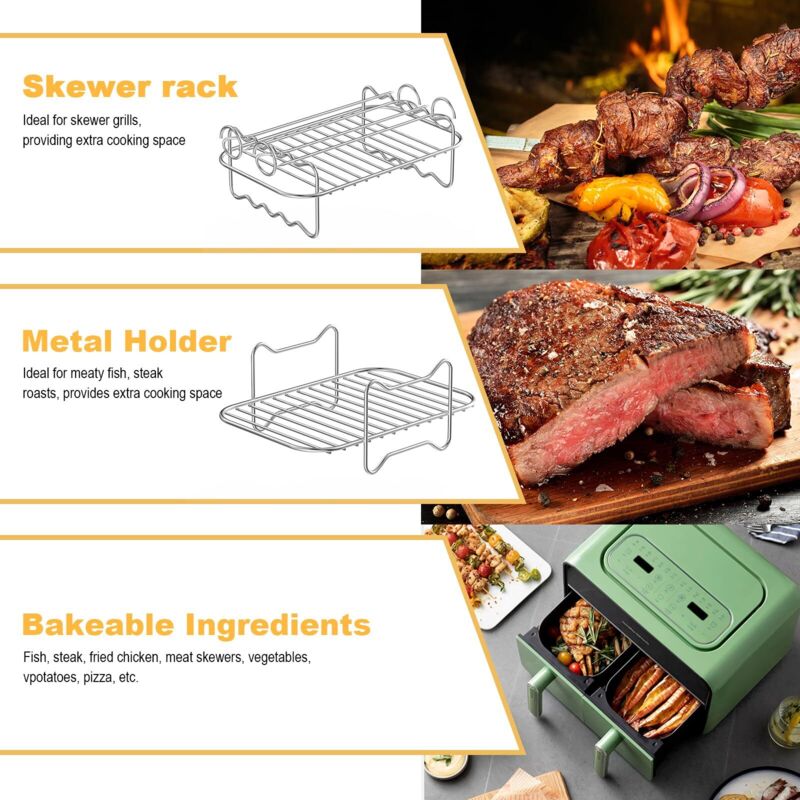 Lot De 20 Brochettes En Acier Inoxydable Pour Grillade Accessoires Pour Friteuse A Air Resistants Au Four Alimentaires 66661117