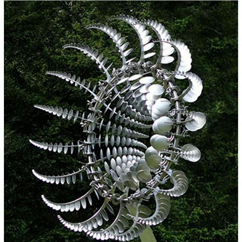 Spinner à Vent Dynamique Lotus Métal - Éolienne Jardin Cinétique Magique, Décoration Extérieur 20x90cm