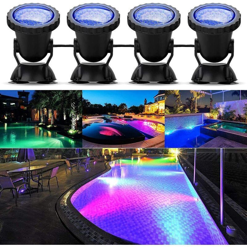 NATPOW Lères LED Submersible Solaire, 2 Modes Spot Piscine RGB, 5.5V