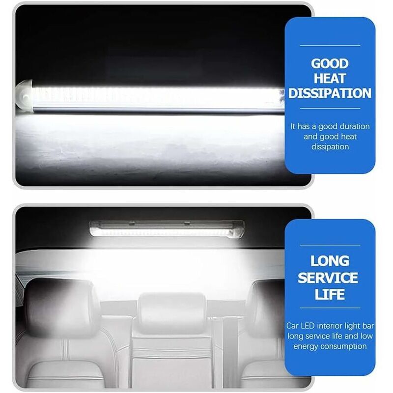Intckwan 2x Barres LED 12V 120 LEDs Intérieur Voiture Camion Caravane - Avec Switch 30cm